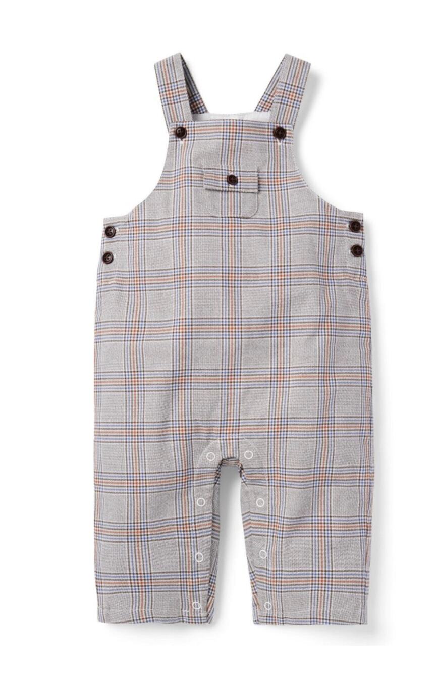 Janie & Jack Plaid Lined Cotton Twill Baby Overalls 0–3M NIB
